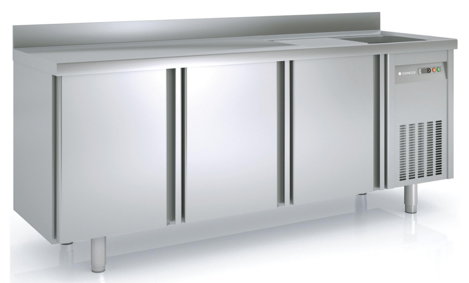 Table réfrigérée CORECO 3 portes avec évier 2,02 m